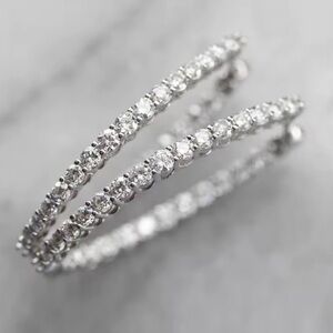 Silver Oval Crystal Hoop Earrings